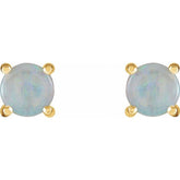 14K Yellow 6 mm Natural White Opal Earrings